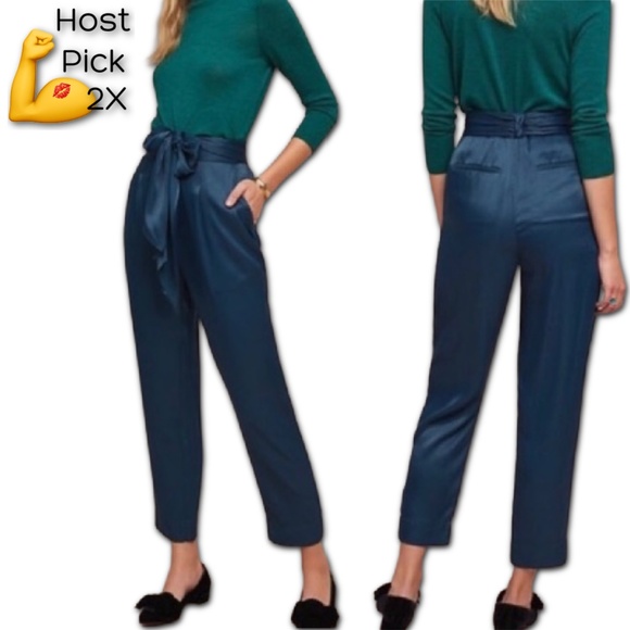 Anthropologie Pants - Anthropologie Ett:twa NEW Bow Tie Pants Teal Satin